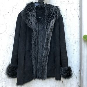 UGG coat with faux fur interior and trim